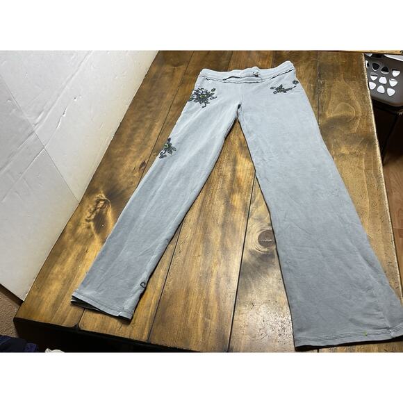 Vertigo Paris Sweat Pants Womens Size Small Gray Embroidered Floral - Picture 1 of 13
